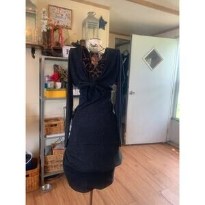 NWT Chaser Midi Chest Knot Ribbed Stretch Dress Small